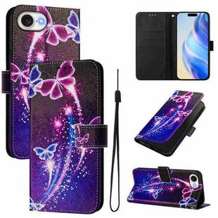 For iPhone SE 2024 Art Colored Drawing Pattern Leather Phone Case(Fireworks butterfly)