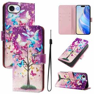 For iPhone SE 2024 Art Colored Drawing Pattern Leather Phone Case(Butterfly branch)