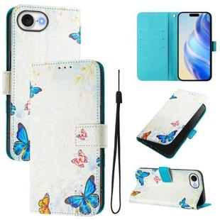 For iPhone SE 2024 Art Colored Drawing Pattern Leather Phone Case(Butterfly house)