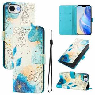 For iPhone SE 2024 Art Colored Drawing Pattern Leather Phone Case(Flowering flowers)