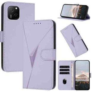 For Huawei Maimang A20 Triangle Pattern Buckle Clasp Leather Phone Case(Light Purple)