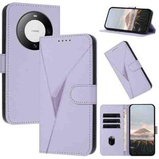 For Huawei Mate 60 Triangle Pattern Buckle Clasp Leather Phone Case(Light Purple)