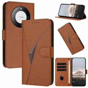 For Huawei Mate 60 Pro Triangle Pattern Buckle Clasp Leather Phone Case(Brown)