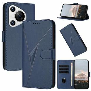 For Huawei Pura 70 Triangle Pattern Buckle Clasp Leather Phone Case(Royal Blue)