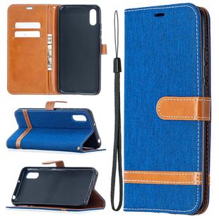 For Xiaomi Redmi 9A Color Matching Denim Texture Horizontal Flip Leather Case with Holder & Card Slots & Wallet & Lanyard(Royal Blue)