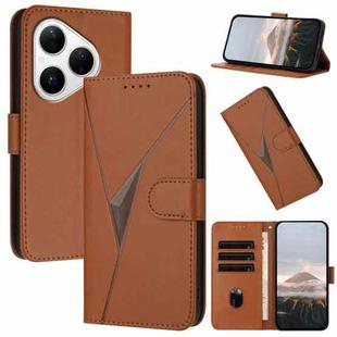 For Huawei Pura 80 5G Triangle Pattern Buckle Clasp Leather Phone Case(Brown)