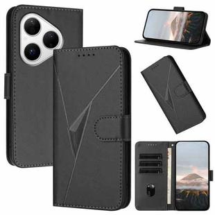 For Huawei Pura 80 5G Triangle Pattern Buckle Clasp Leather Phone Case(Black)