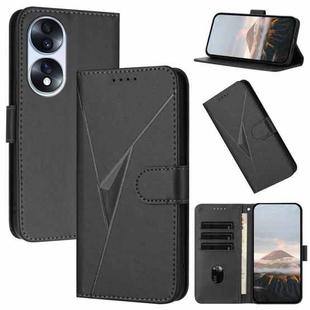 For Honor 70 Triangle Pattern Buckle Clasp Leather Phone Case(Black)