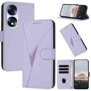 For Honor 70 Triangle Pattern Buckle Clasp Leather Phone Case(Light Purple)