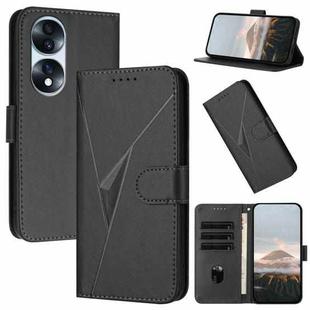 For Honor 70 Pro / 70 Pro+ Triangle Pattern Buckle Clasp Leather Phone Case(Black)