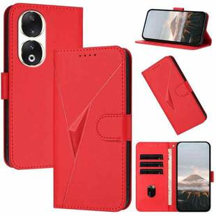 For Honor 90 Triangle Pattern Buckle Clasp Leather Phone Case(Red)