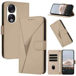 For Honor 90 Triangle Pattern Buckle Clasp Leather Phone Case(Gold)