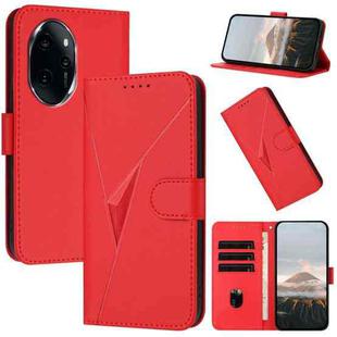 For Honor 100 Pro Triangle Pattern Buckle Clasp Leather Phone Case(Red)