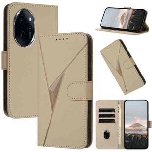 For Honor 100 Pro Triangle Pattern Buckle Clasp Leather Phone Case(Gold)