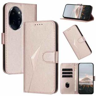 For Honor 100 Pro Triangle Pattern Buckle Clasp Leather Phone Case(Rose Gold)