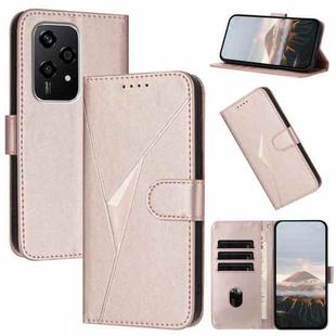 For Honor 200 Lite Global Triangle Pattern Buckle Clasp Leather Phone Case(Rose Gold)