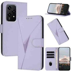 For Honor 200 Lite Global Triangle Pattern Buckle Clasp Leather Phone Case(Light Purple)