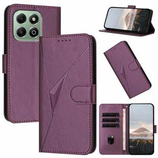 For Honor X6a / X6b Global Triangle Pattern Buckle Clasp Leather Phone Case(Dark Purple)