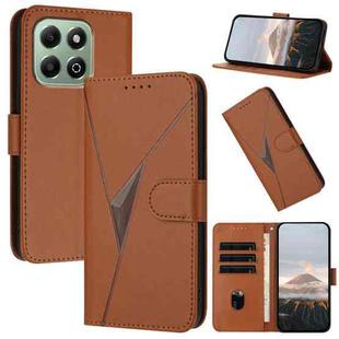 For Honor X6a / X6b Global Triangle Pattern Buckle Clasp Leather Phone Case(Brown)