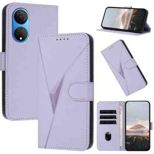 For Honor X7 4G / Play 30 Plus Triangle Pattern Buckle Clasp Leather Phone Case(Light Purple)