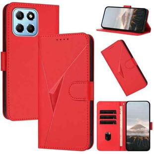 For Honor X8 5G Triangle Pattern Buckle Clasp Leather Phone Case(Red)