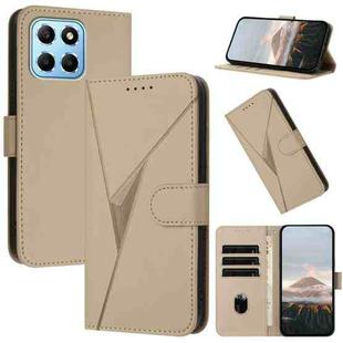 For Honor X8 5G Triangle Pattern Buckle Clasp Leather Phone Case(Gold)