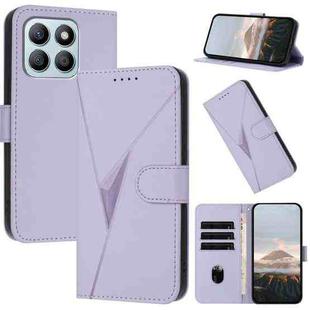 For Honor X8b Triangle Pattern Buckle Clasp Leather Phone Case(Light Purple)