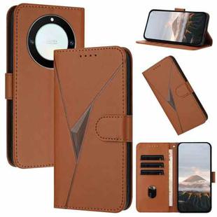 For Honor X9a / Magic5 Lite / X40 Triangle Pattern Buckle Clasp Leather Phone Case(Brown)