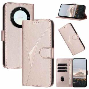 For Honor X9a / Magic5 Lite / X40 Triangle Pattern Buckle Clasp Leather Phone Case(Rose Gold)