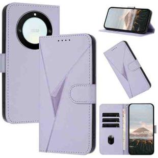 For Honor X9a / Magic5 Lite / X40 Triangle Pattern Buckle Clasp Leather Phone Case(Light Purple)