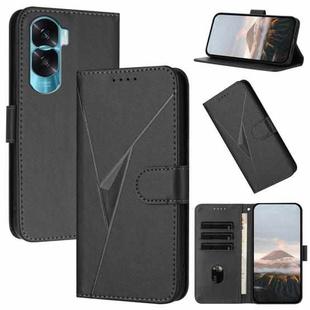 For Honor X50i / Honor 90 Lite Triangle Pattern Buckle Clasp Leather Phone Case(Black)