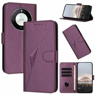 For Honor X50 / Honor X9b Triangle Pattern Buckle Clasp Leather Phone Case(Dark Purple)