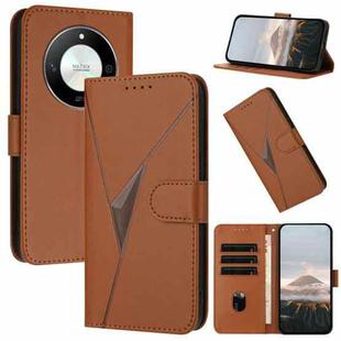 For Honor X50 / Honor X9b Triangle Pattern Buckle Clasp Leather Phone Case(Brown)