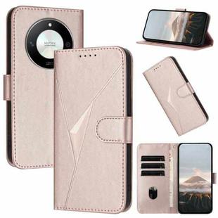 For Honor X50 / Honor X9b Triangle Pattern Buckle Clasp Leather Phone Case(Rose Gold)