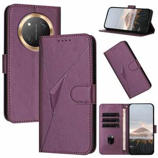 For Honor X9c Global Triangle Pattern Buckle Clasp Leather Phone Case(Dark Purple)