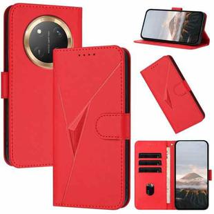 For Honor X9c Global Triangle Pattern Buckle Clasp Leather Phone Case(Red)