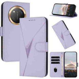 For Honor X9c Global Triangle Pattern Buckle Clasp Leather Phone Case(Light Purple)