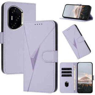 For Honor 300 Pro / Honor 300 Ultra Triangle Pattern Buckle Clasp Leather Phone Case(Light Purple)