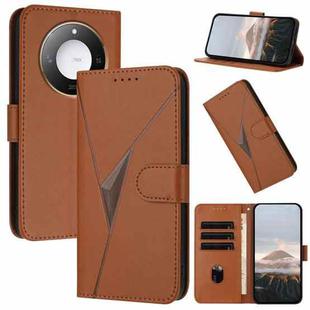 For Honor X60 / X9c Smart Triangle Pattern Buckle Clasp Leather Phone Case(Brown)