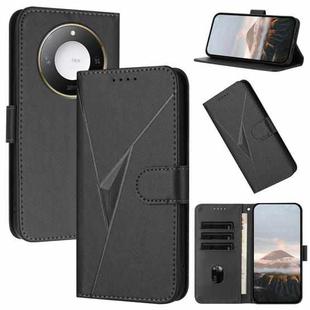 For Honor X60 / X9c Smart Triangle Pattern Buckle Clasp Leather Phone Case(Black)