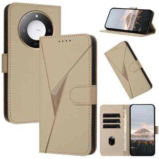 For Honor X60 / X9c Smart Triangle Pattern Buckle Clasp Leather Phone Case(Gold)