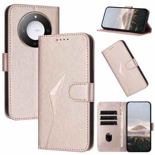 For Honor X60 / X9c Smart Triangle Pattern Buckle Clasp Leather Phone Case(Rose Gold)