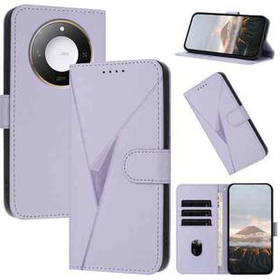 For Honor X60 / X9c Smart Triangle Pattern Buckle Clasp Leather Phone Case(Light Purple)