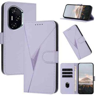 For Honor 400 Triangle Pattern Buckle Clasp Leather Phone Case(Light Purple)