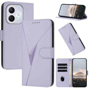 For Honor 400 Lite Triangle Pattern Buckle Clasp Leather Phone Case(Light Purple)
