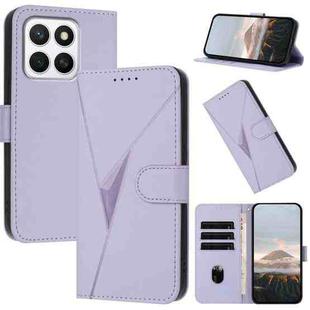 For Honor X8c 4G Triangle Pattern Buckle Clasp Leather Phone Case(Light Purple)
