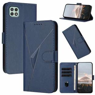 For Samsung Galaxy A22 5G Triangle Pattern Buckle Clasp Leather Phone Case(Royal Blue)
