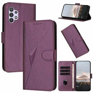 For Samsung Galaxy A32 5G Triangle Pattern Buckle Clasp Leather Phone Case(Dark Purple)
