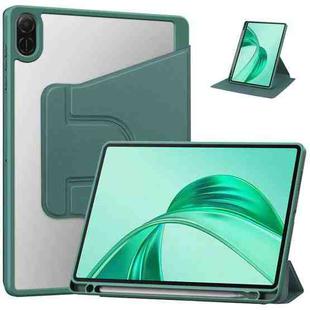 For Honor Pad X8a Tri-Fold Holder Rotation Leather Tablet Case(Deep Green)