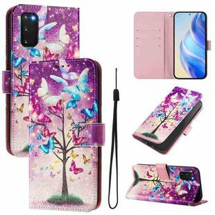 For Samsung Galaxy S20 FE 4G Art Colored Drawing Pattern Leather Phone Case(Butterfly branch)